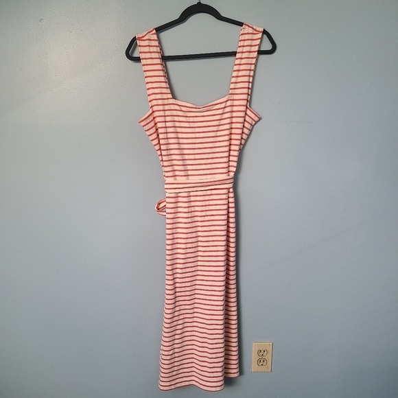 Rails Women's Size L Taylin Knit Tank Ivory Peony Pink Scoop Neck Stripe Dress - Picture 4 of 7